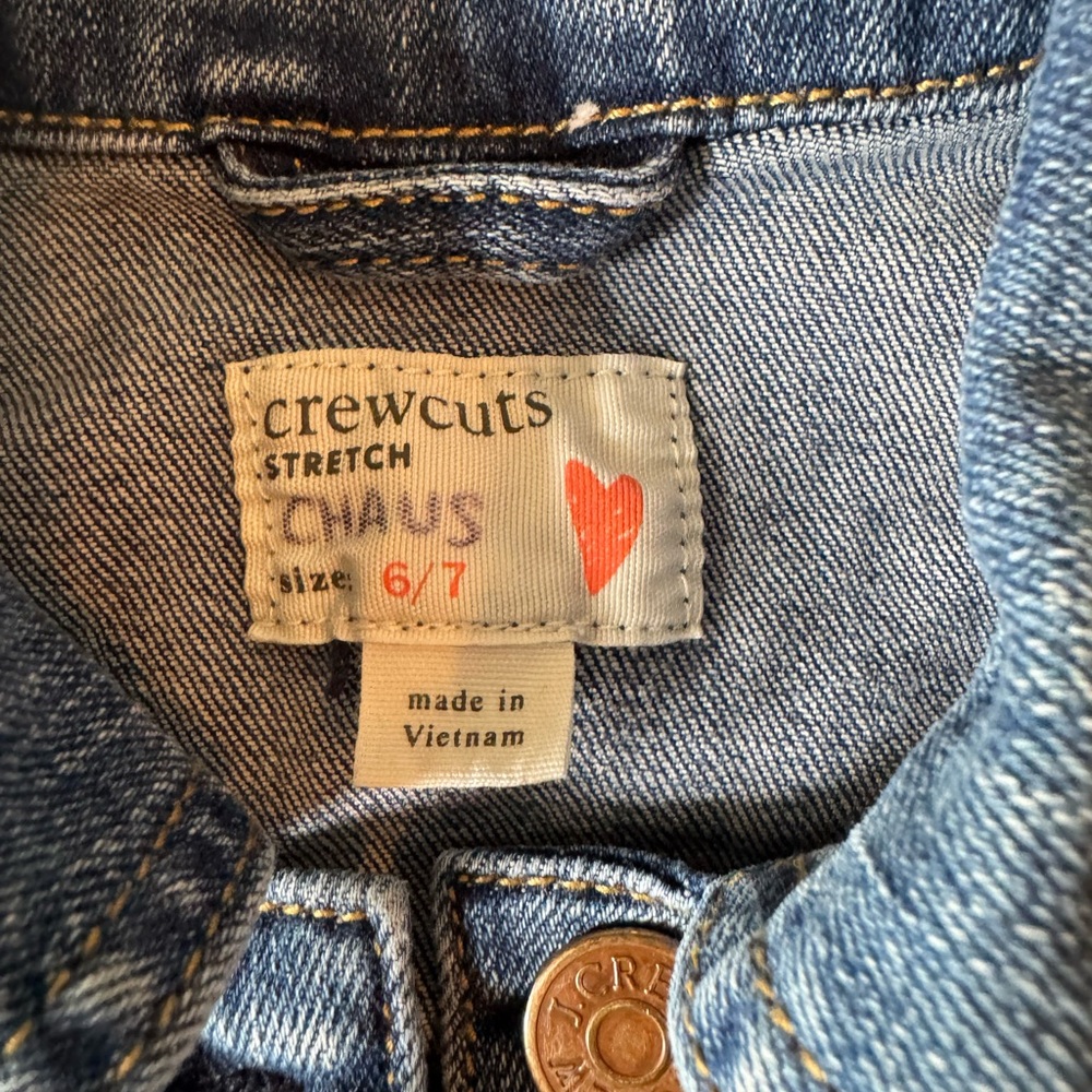 J.Crew Crewcuts Kids Denim Jean Jacket Size 6/7 Girls Classic - Picture 6 of 11